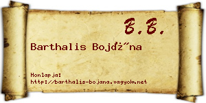 Barthalis Bojána névjegykártya